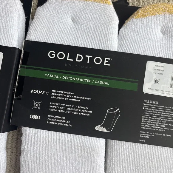 2 Gold Toe Edition 6 Pair White Casual No Show Sneaker Socks Size 6-12.5 - New - Picture 8 of 9